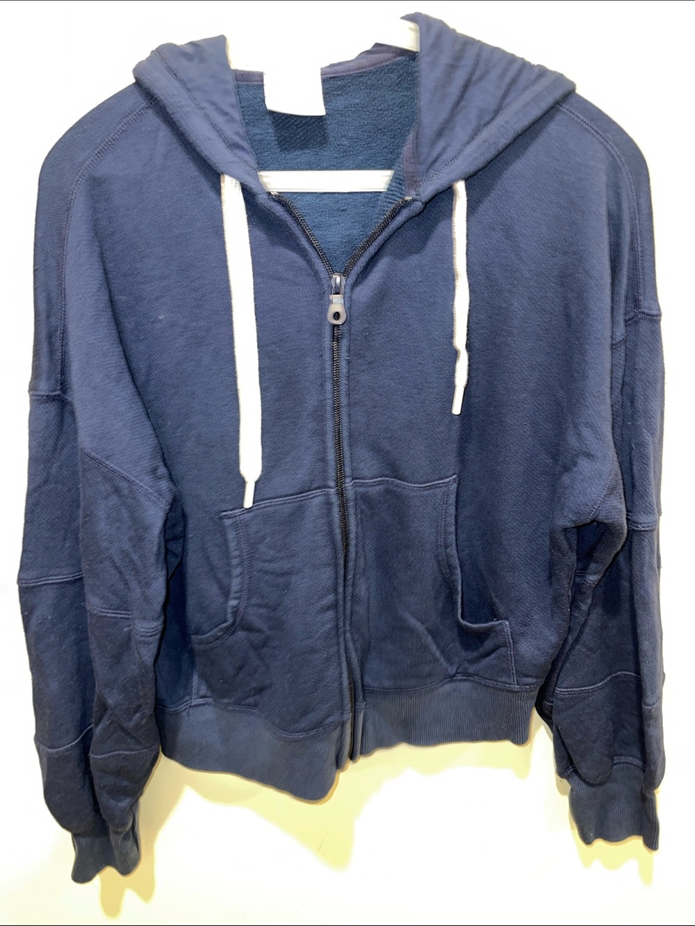 aerie Navy Blue Zip-Up Hoodie with Drawstring